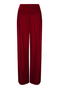 Palazzo Trousers In Deep Red Silk Velvet, 2 of 3