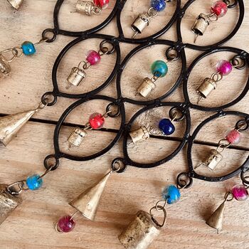 Black Recycled Ironwork Wind Chime Glass Beads, 4 of 6