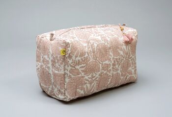 Pink Floral Amritsar Pattern Hand Block Print Wash Bag, 2 of 9