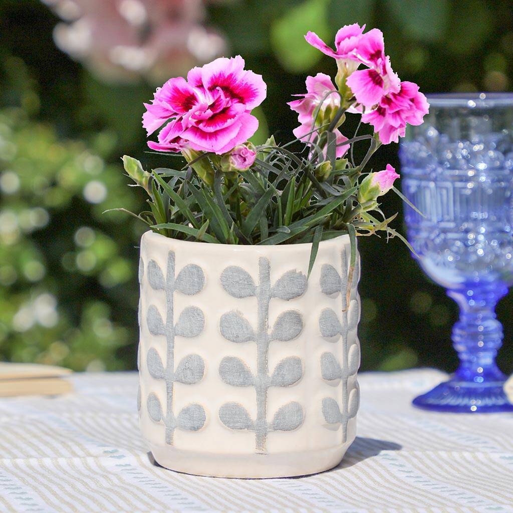 Vintage Botanical Leaf Ceramic Plant Pot By Dibor