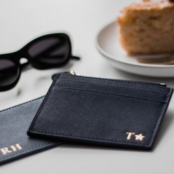 Personalised Leather Zip Mini Cardholder, 2 of 6