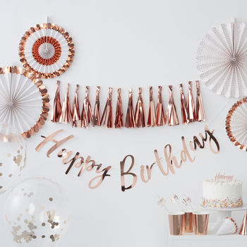 Rose Gold Pick And Mix Happy Birthday Balloon Bunting, 3 of 3