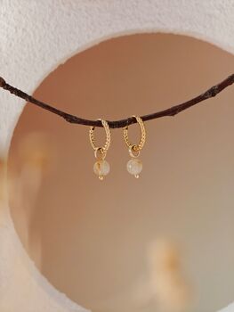 Round Gold Rutilated Quartz Twisted Hoop Earrings, 5 of 10