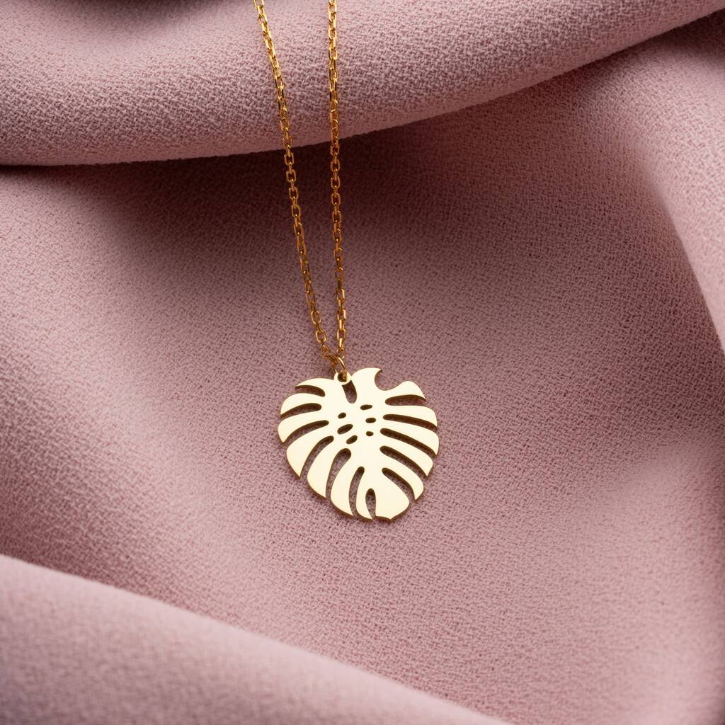 Urban Jungle Monstera Leaf Necklace, 1 of 11
