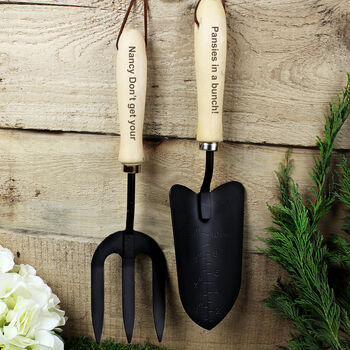 Personalised Gardening Fork And Trowel Set, 2 of 3