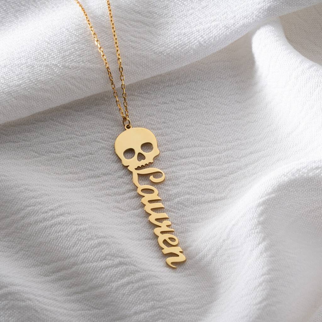 Personalised 'Gothic Glam' Skull Name Necklace, 1 of 10