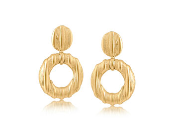 Gold Plated Selena Statement Dangle Earrings, 2 of 3