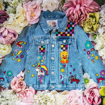 Baby Girl Personalised Hand Painted Denim Jacket, 6 of 11