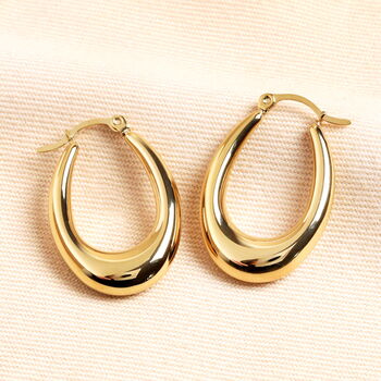 Stainless Steel Oval Hoop Earrings, 2 of 6