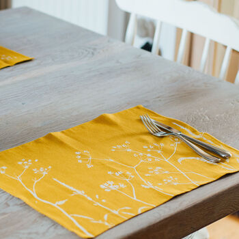 Hedgerow Flowers Linen Placemats Set Of Two, 4 of 4