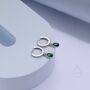 Tiny Emerald Green Droplet Cz Huggie Hoop Earrings, thumbnail 2 of 9