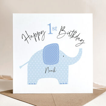 Personalised 1st / 2nd Birthday Card: Pink Or Blue Elephant Design, 4 of 9