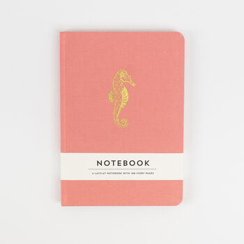 Seahorse Hardback Notebook In Dusty Pink Fabric, 5 of 8