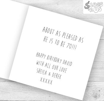 Personalised 70th Birthday Slugs 'R Us Card, 3 of 3