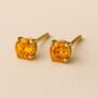 9ct Gold November Citrine Birthstone Stud Earrings, thumbnail 1 of 4