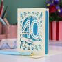 Personalised 40th Birthday Card Papercut Spotty Design, thumbnail 4 of 7