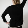 O Neck Black Full Sleeve Loose Knitted Co Ord Set, thumbnail 2 of 7