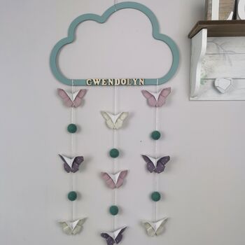 Nursery Mobile Wall Decor Pink,Cream,Mint Butterfly, 2 of 12