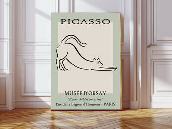 Picasso Cat And Dog Line Drawing Set Of Two Art Prints, 3 of 4