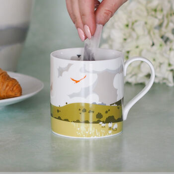 Green Rolling Hills Mug, Fine Bone China, 2 of 6