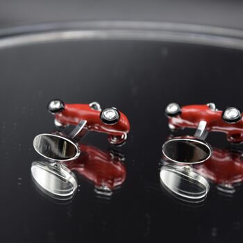 Red Vintage Car Cufflinks 316 L Stainless Steel Classic Racing Men Gift, 3 of 5