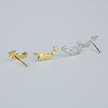 Sterling Silver Star Ear Climber Stud Earrings, 5 of 8