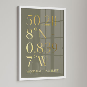 Personalised Gold Coordinates Print, Custom Location Gift, 5 of 7