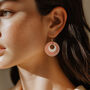 Cream And Terracotta Stripey Circular Earrings, thumbnail 2 of 6