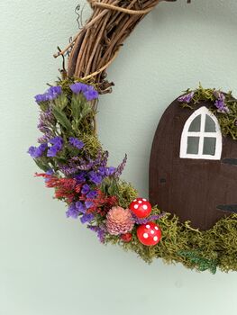 Fairy Door Dried Flower Wreath, 6 of 6
