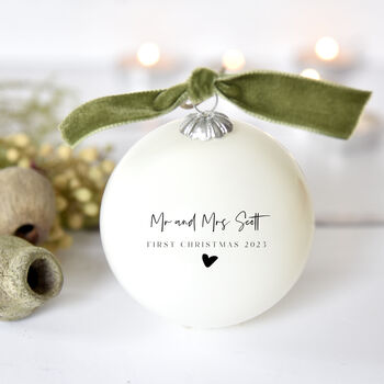 Mr And Mrs First Christmas Bauble, 2 of 3