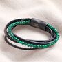 Personalised Malachite Bead Leather Layered Bracelet, thumbnail 1 of 5