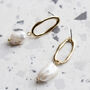 Biwa Fresh Water Pearl Long Oval Drop Earrings, thumbnail 3 of 6