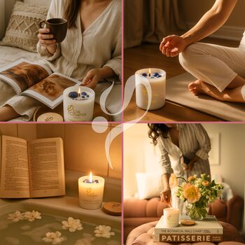 Gardenia Scented Candle Infused With Lapis Lazuli Crystals, 3 of 10