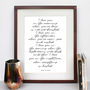 Personalised Your Own Song Lyrics Quote Print, thumbnail 4 of 4