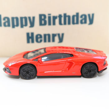 Red Die Cast Lamborghini Toy Car And Personalised Bag, 3 of 3
