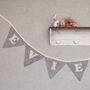 Bunting Personalised Luxury Grey And Pink New Baby Girl, thumbnail 1 of 11