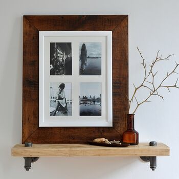Reclaimed Wooden Four Aperture Photo Frame, 3 of 6
