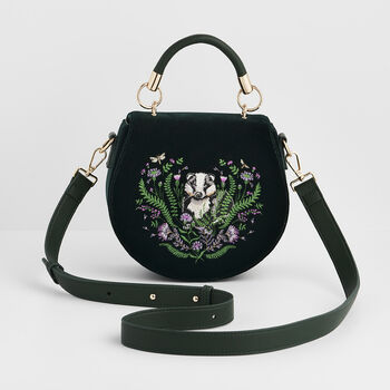 Badger Embroidered Green Top Handle Saddle Bag, 4 of 8