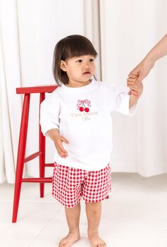 Personalised Cherry 'Two Sweet' Second Birthday T Shirt, 2 of 8