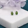 Sterling Silver Genuine Jade Pear Stud Earrings, thumbnail 4 of 11