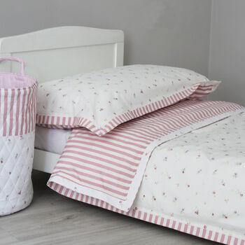 Floral Stripe Duvet Cover And Pillowcase Set Two Sizes, 3 of 12