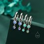 Sterling Silver Double Moonstone Dangle Huggie Hoop Earrings, thumbnail 8 of 12
