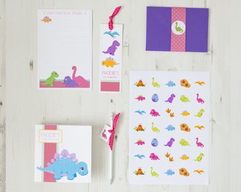 Personalised Pink Dinosaur Stationery Bundle, 3 of 4