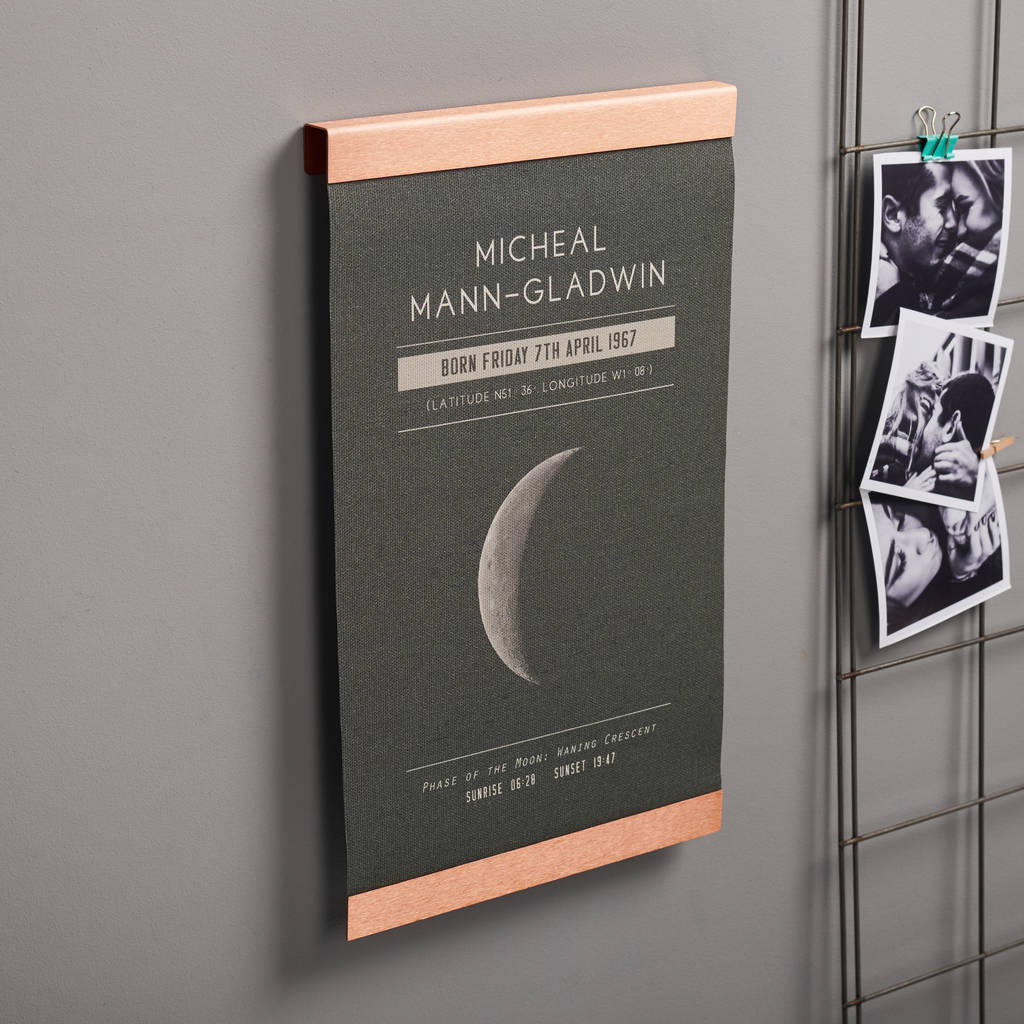Personalised Moon Phase Copper And Canvas Print By Oakdene Designs