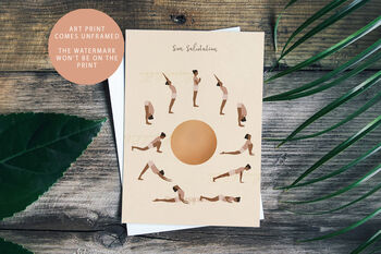 Yoga Poses Art Print Set. 'Sun & Moon Salutation', 4 of 5