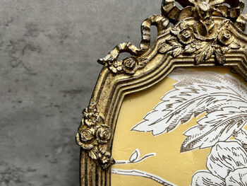 Crested Aged Gold Coloured Oval Photo Frame Freestanding Or Wall, 7 of 10