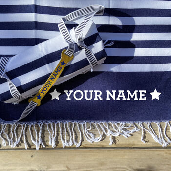 Personalised Cotton Beach Towel And Carrier Strap, 6 of 10
