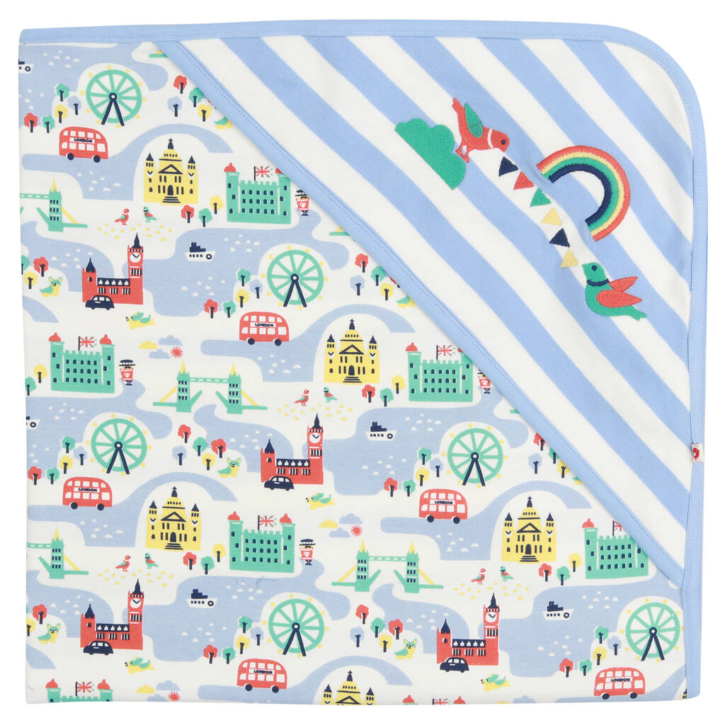 Unisex London Baby Blanket With Integrated Hood, 1 of 2