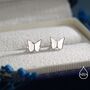 Sterling Silver Small Pair Butterfly Stud Earrings, thumbnail 4 of 12