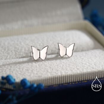 Sterling Silver Small Pair Butterfly Stud Earrings, 4 of 12